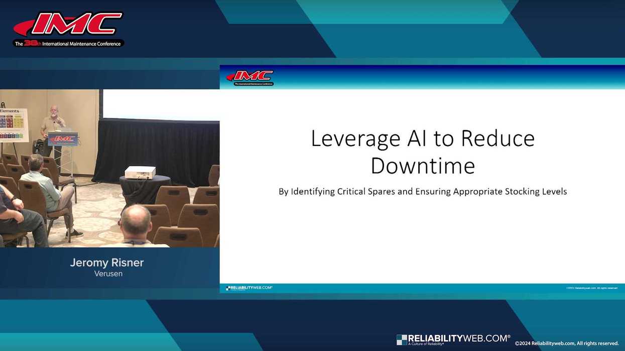 Jeromy Risner Reliabilityweb AI-driven optimization of critical insurance spares.