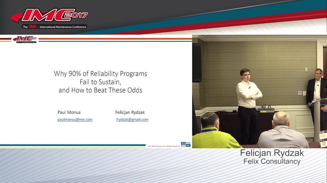 Why 90 Percent of Reliability Programs Fail to Sustain, and How to Beat These Odds