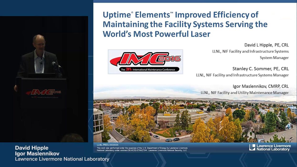 Improved Efficiency of Maintaining Facility Systems Serving the World’s Most Powerful Laser