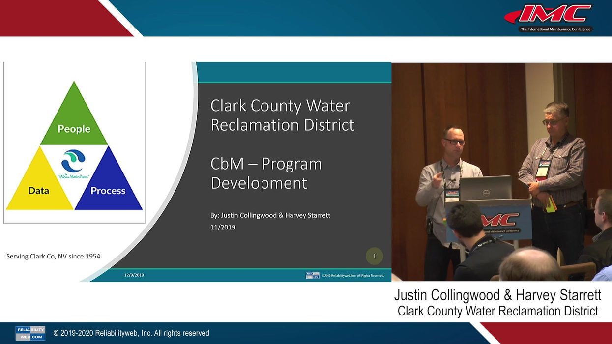 Condition Based Maintenance Implementation at Clark County Water Reclamation District