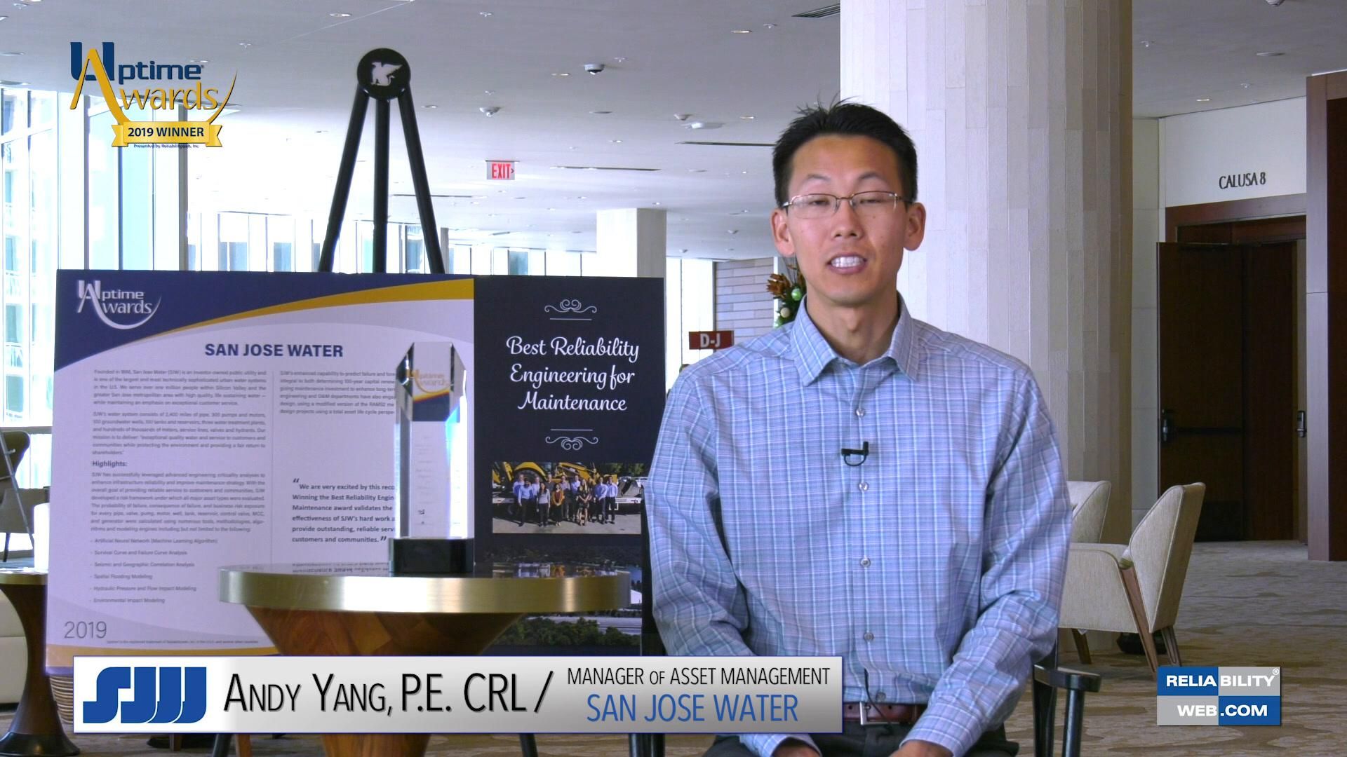 2019 Uptime Award Winner • Best Reliability Engineering for Maintenance Program • San Jose Water