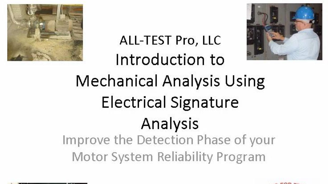 Electro/Mechanical Fault Detection using Electrical Signature Analysis