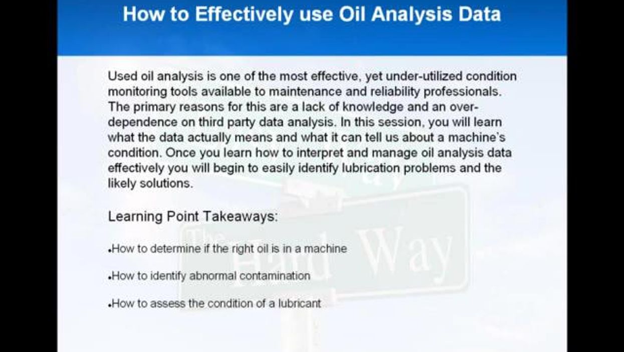 How to Effectively use Oil Analysis Data