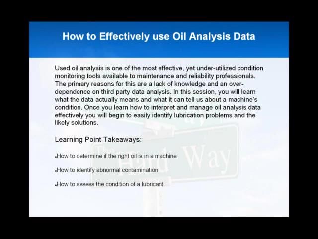 How to Effectively use Oil Analysis Data