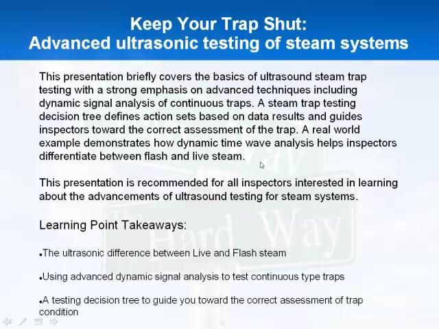 Keep Your Trap Shut: Advanced ultrasonic testing of steam systems