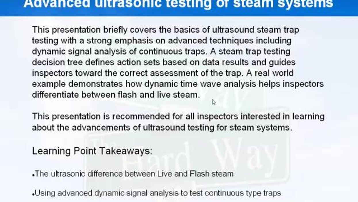 Keep Your Trap Shut: Advanced ultrasonic testing of steam systems