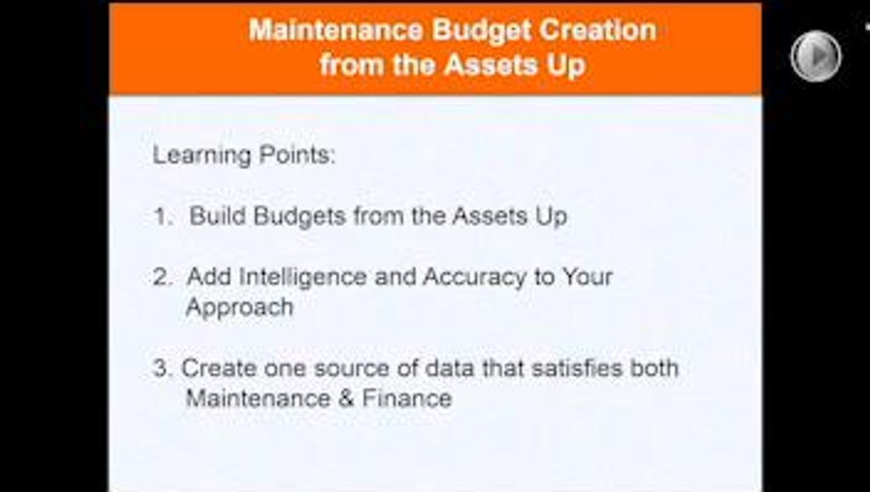 Maintenance Budget Creation From the Assets Up