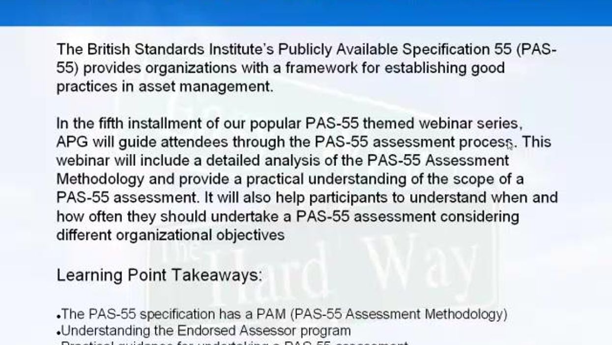 The PAS-55 Assessment Process