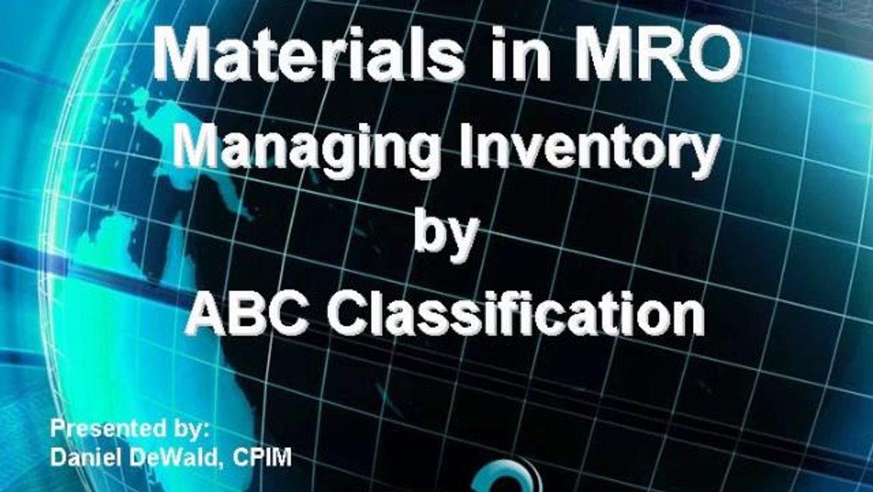 Managing MRO Inventory by Using ABC Classification