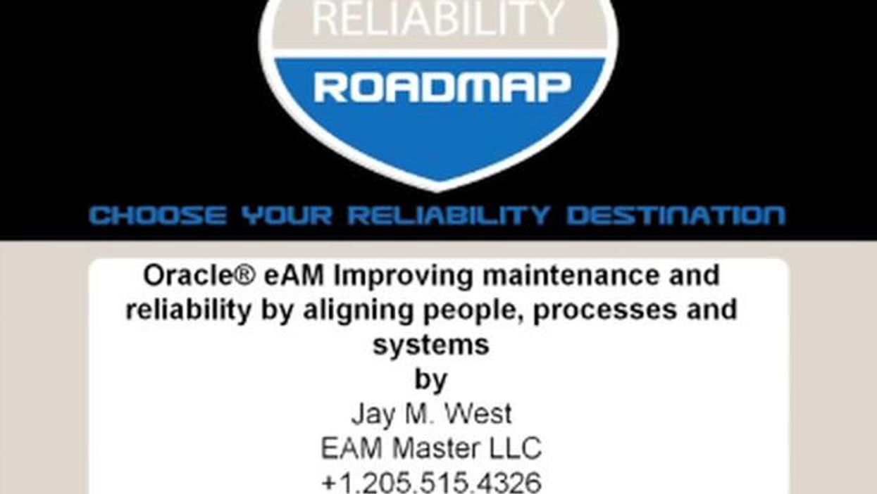 Oracle® eAM Improving maintenance and reliability by aligning people, processes and systems