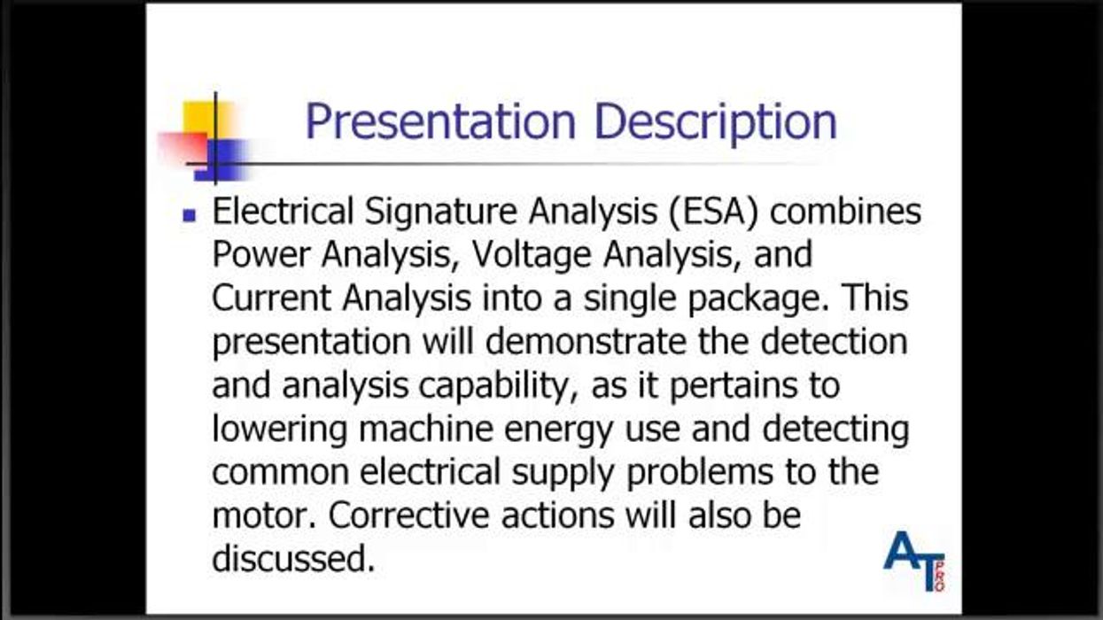 A Better Bottom Line by using Electrical Signature Analysis