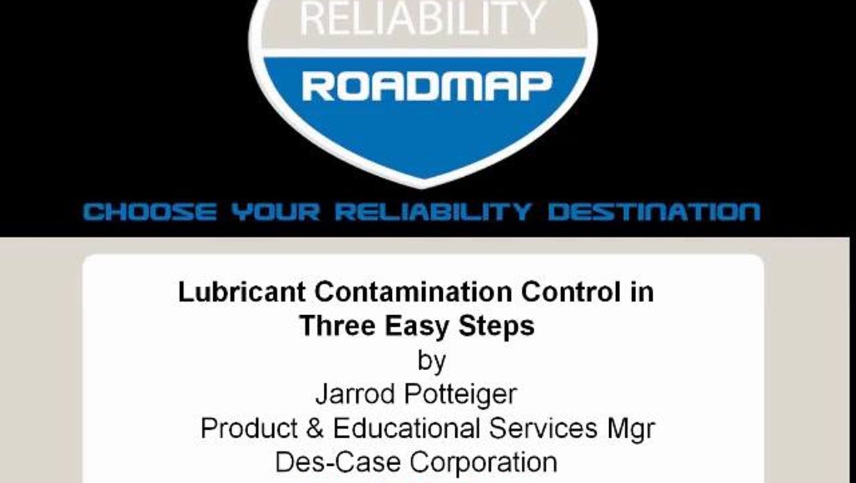 Lubricant Contamination Control in Three Easy Steps
