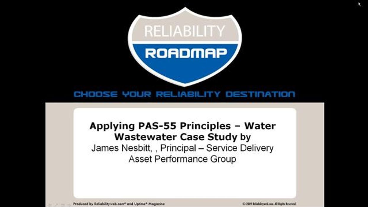 Applying PAS-55 Principles – Water Wastewater Case Study