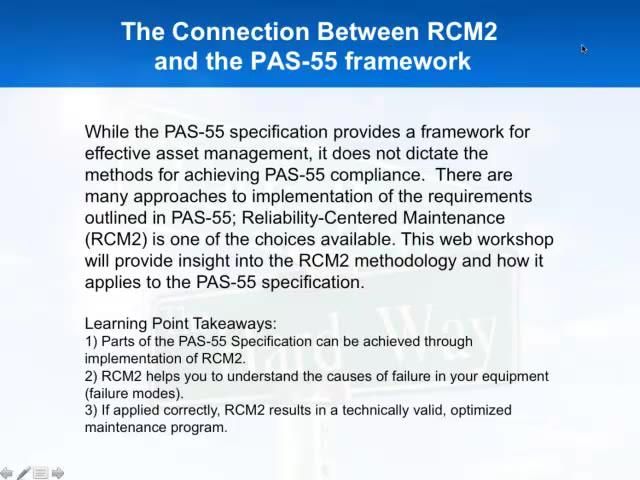 The Connection Between RCM2 and the PAS-55 framework