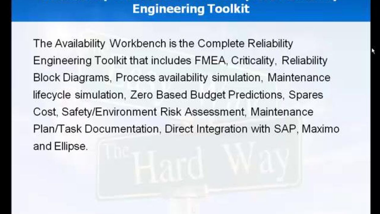 Availability Workbench-The Complete Reliability Engineering Toolkit