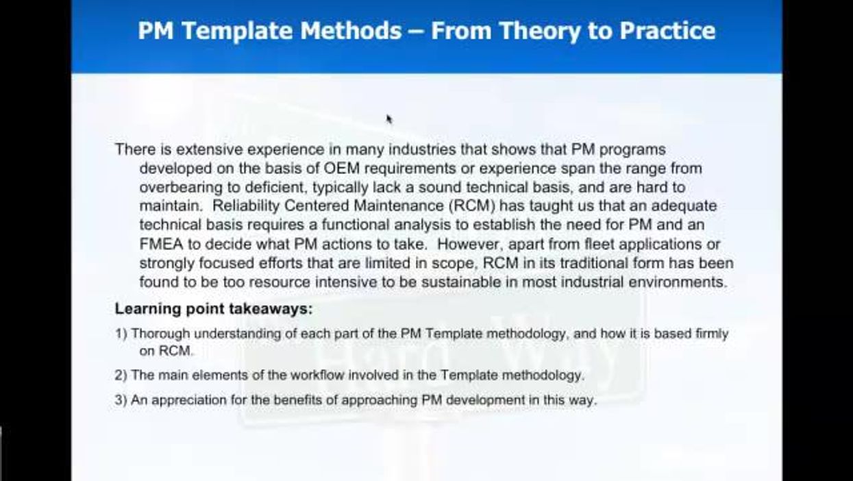 PM Template Methods – From Theory to Practice