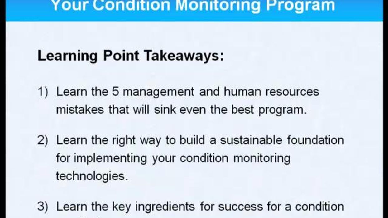 Avoiding Pitfalls with Your Condition Monitoring Program