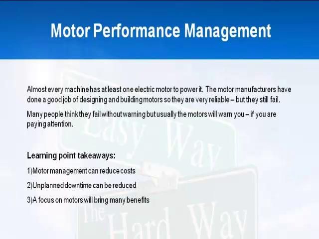 Motor Performance Management