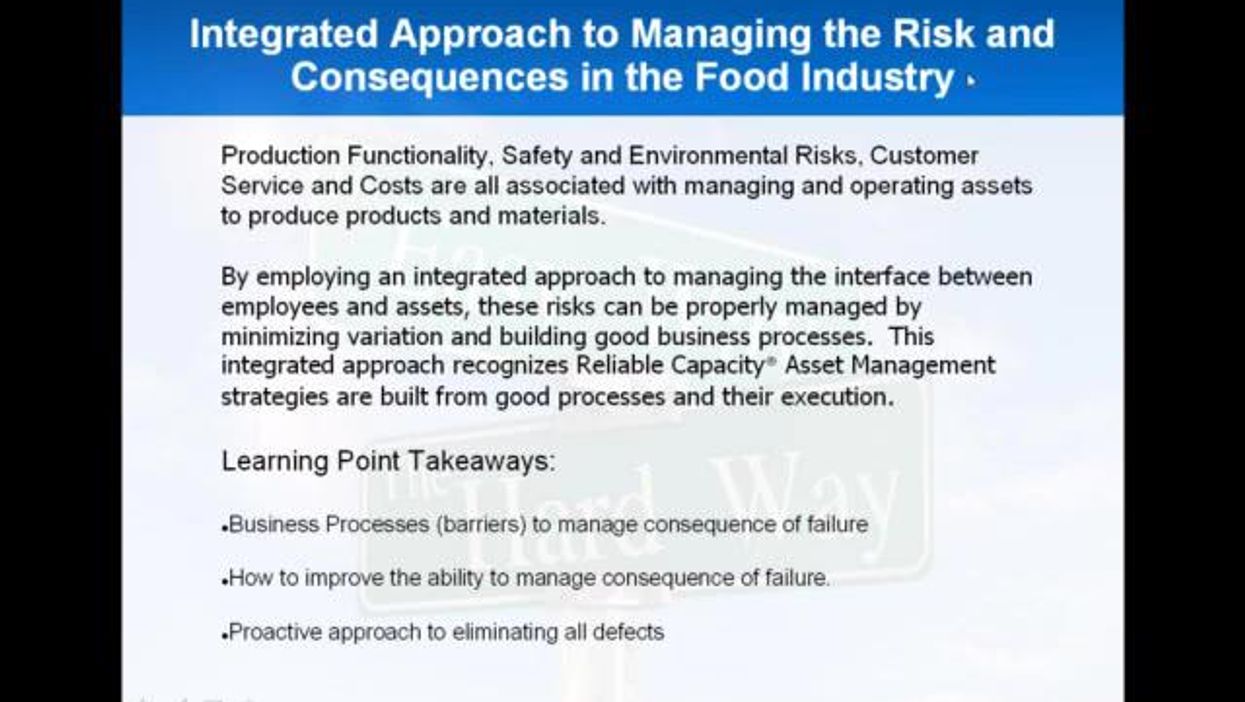 Integrated Approach to Managing the Risk and Consequences in the Food Industry
