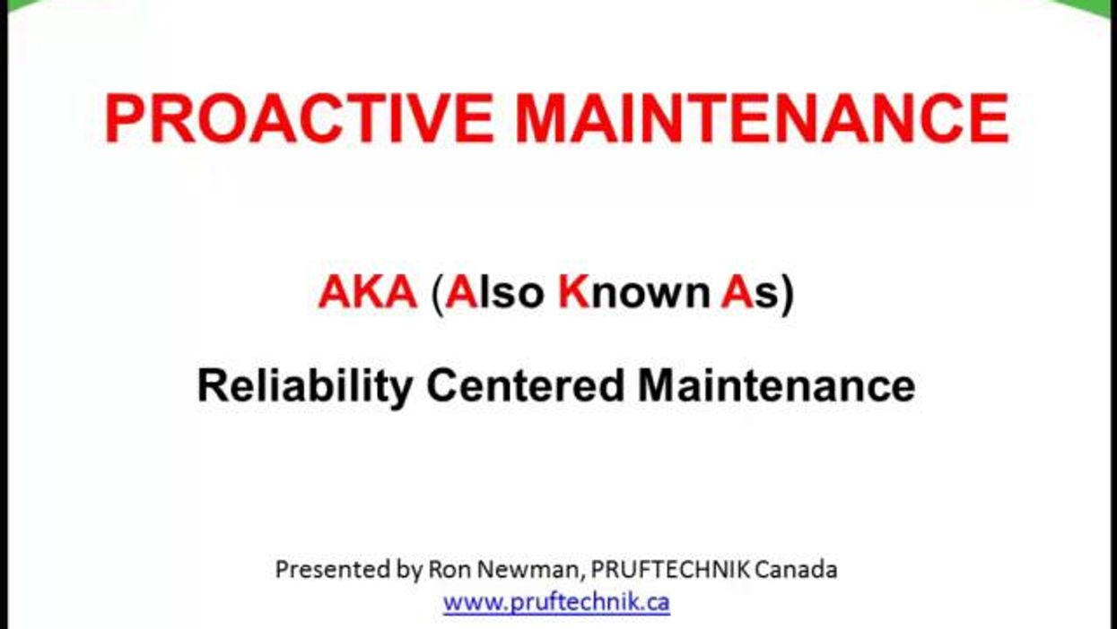 Proactive Maintenance – Journey to Reliability