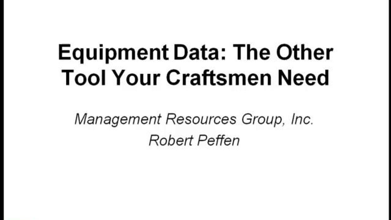 Equipment Data: The Other Tool Your Craftsmen Need