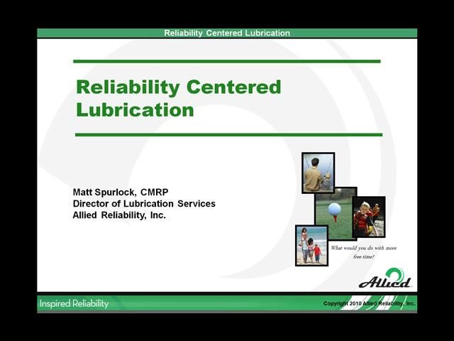 Reliability Centered Lubrication