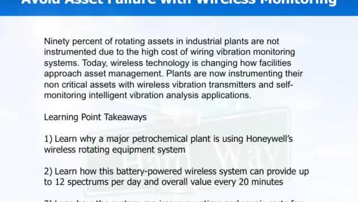 Avoid Asset Failure with Wireless Monitoring