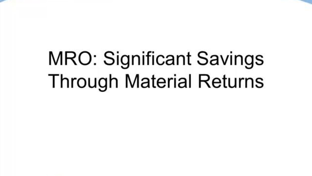 MRO: Significant Savings Through Material Returns