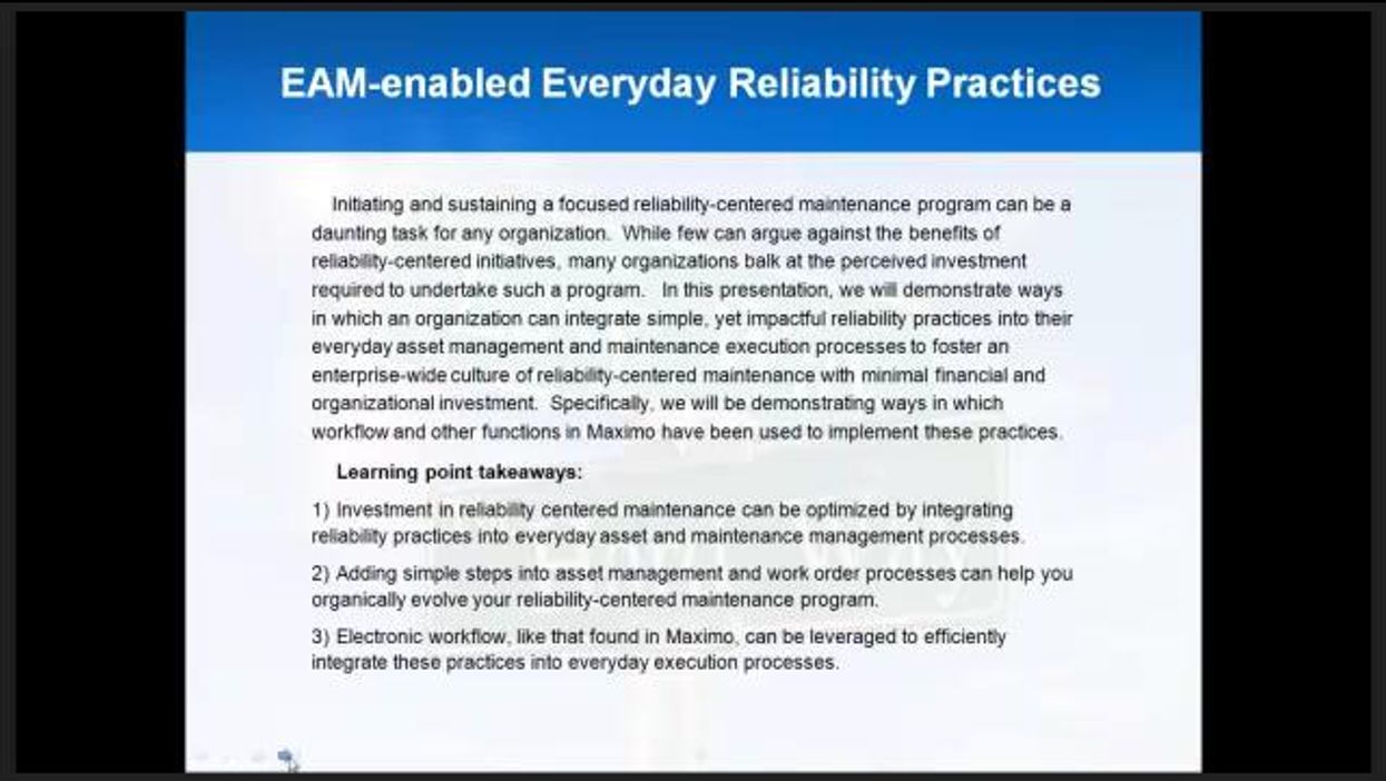 EAM-Enabled Everyday Reliability Practices