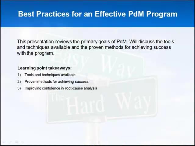 Best Practices for an Effective PdM Program