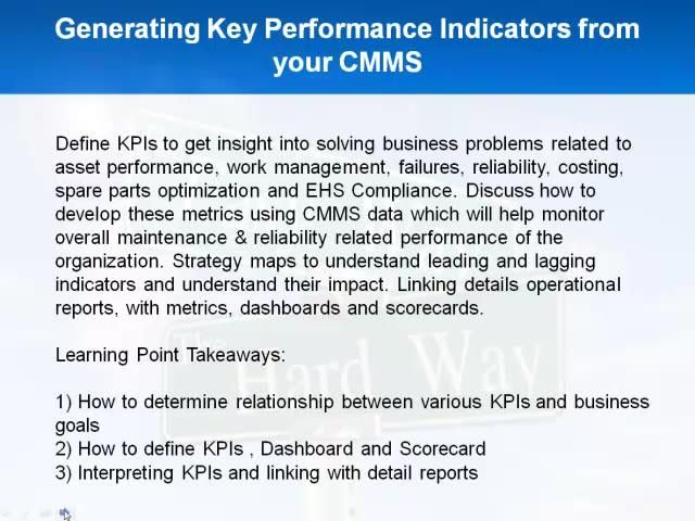 Generating Key Performance Indicators from your CMMS