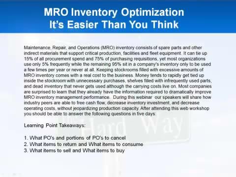 “MRO Inventory Optimization – It’s Easier Than You Think”