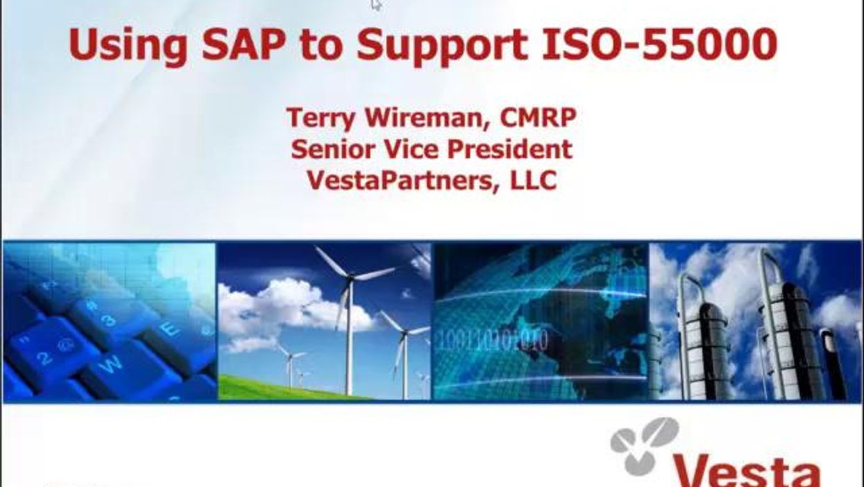 Using SAP to Support ISO55000 Asset Management
