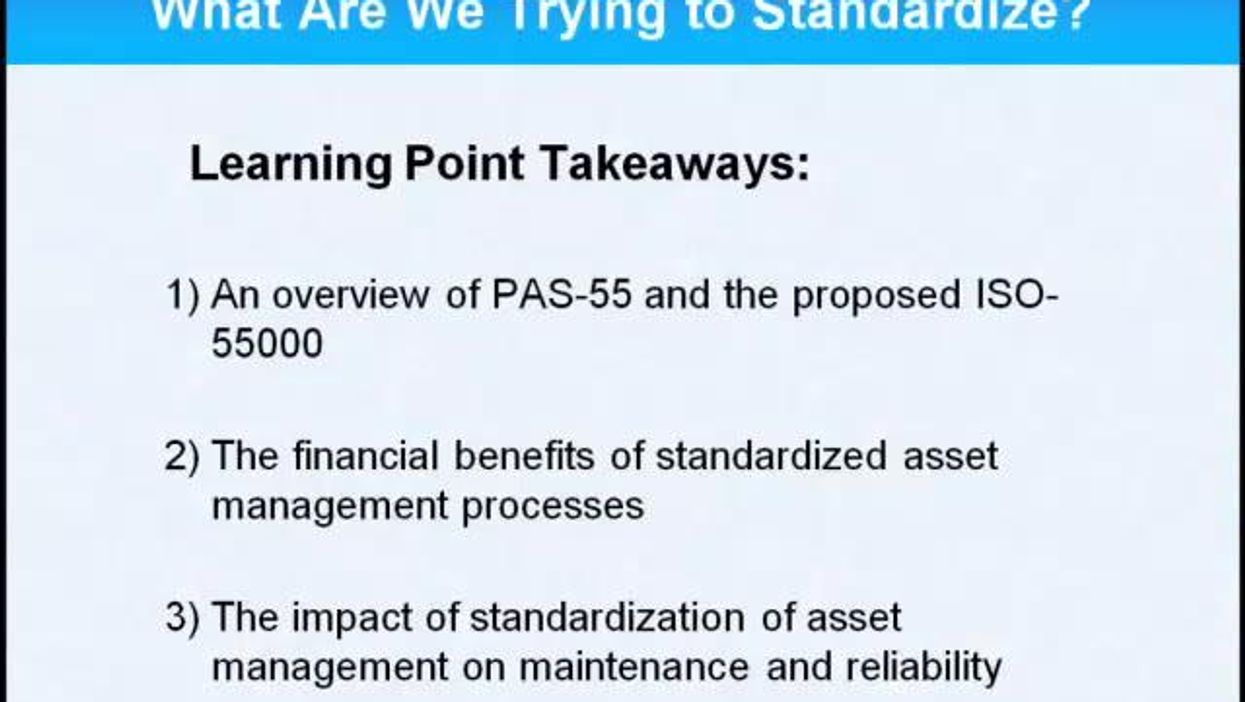 Asset or Maintenance Management - What Are We Trying to Standardize?