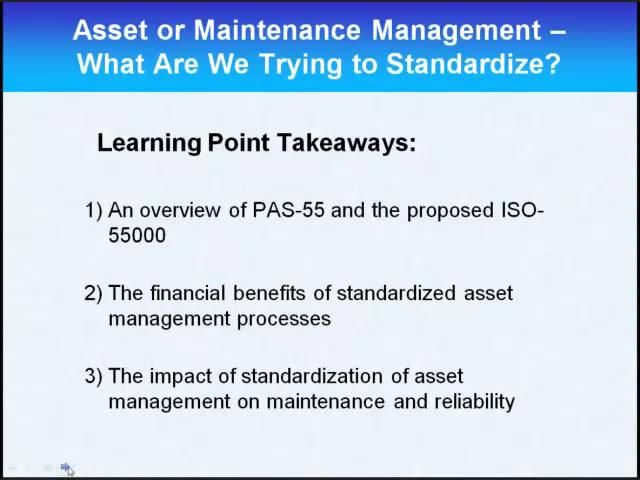 Asset or Maintenance Management - What Are We Trying to Standardize?