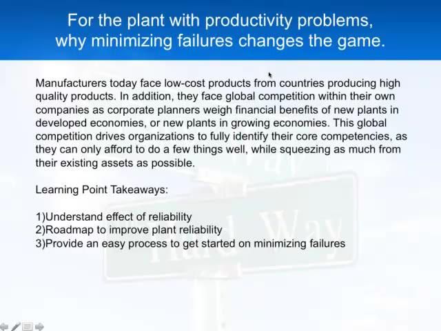 For the plant with productivity problems, why minimizing failures changes the game