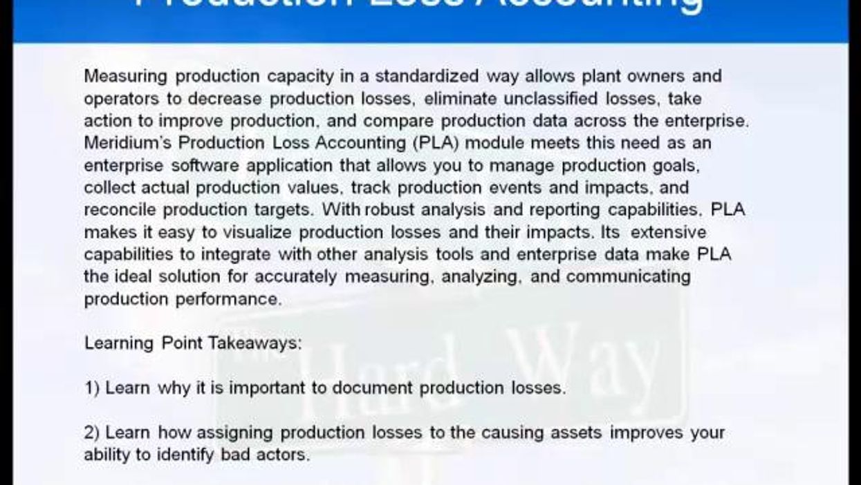 Production Loss Accounting