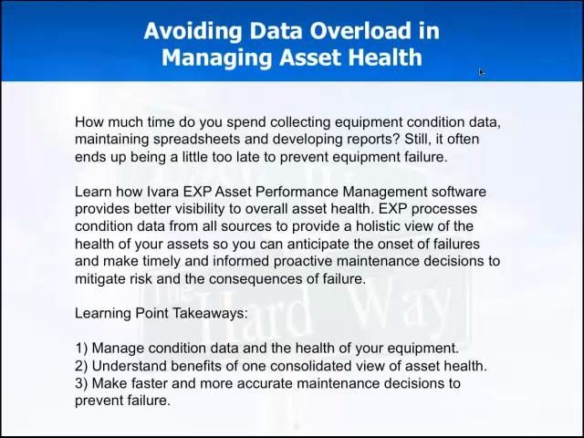 Avoiding Data Overload in Managing Asset Health