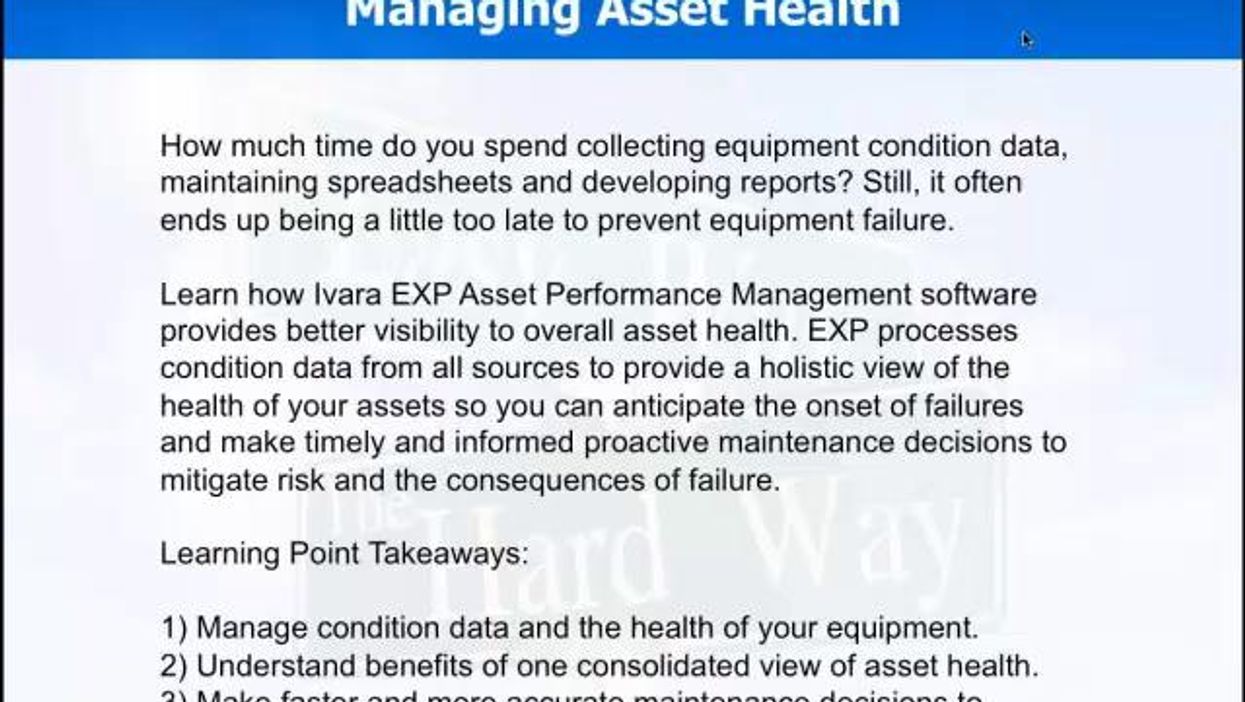 Avoiding Data Overload in Managing Asset Health