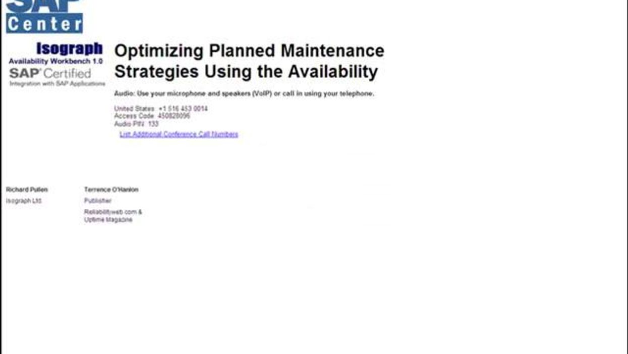 Optimized Planned Maintenance Strategies Using Availability Workbench SAP Portal