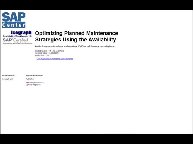 Optimized Planned Maintenance Strategies Using Availability Workbench SAP Portal