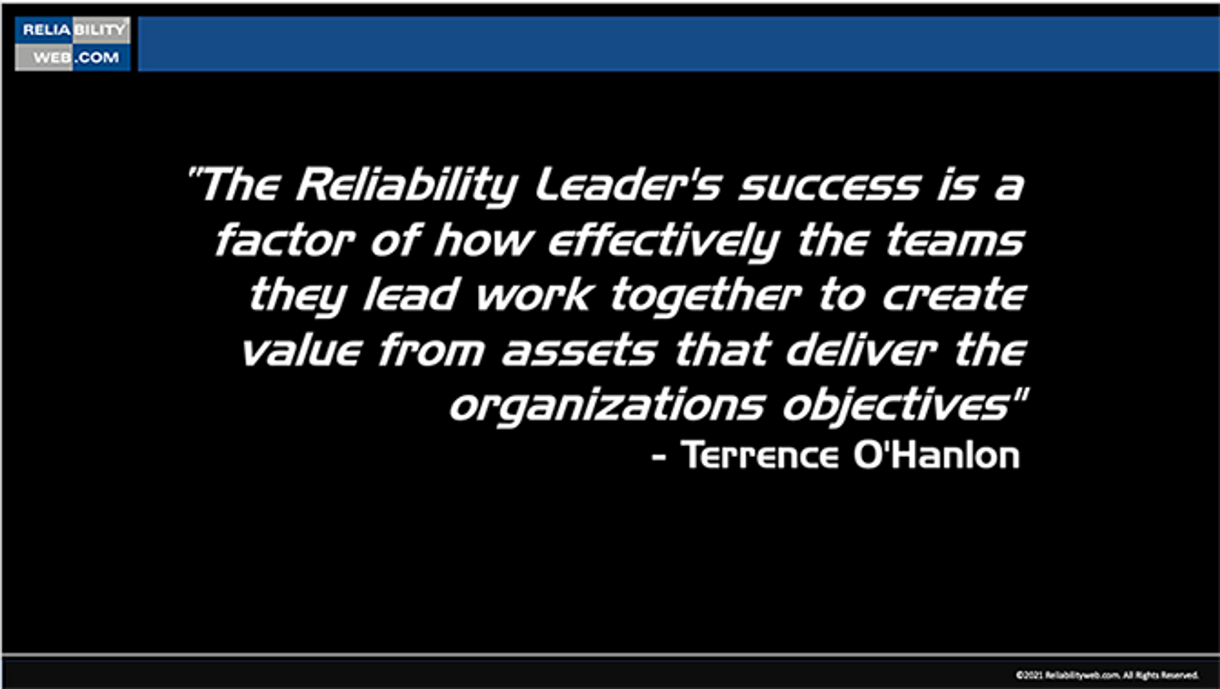 Reliability Leader's Success Factor 