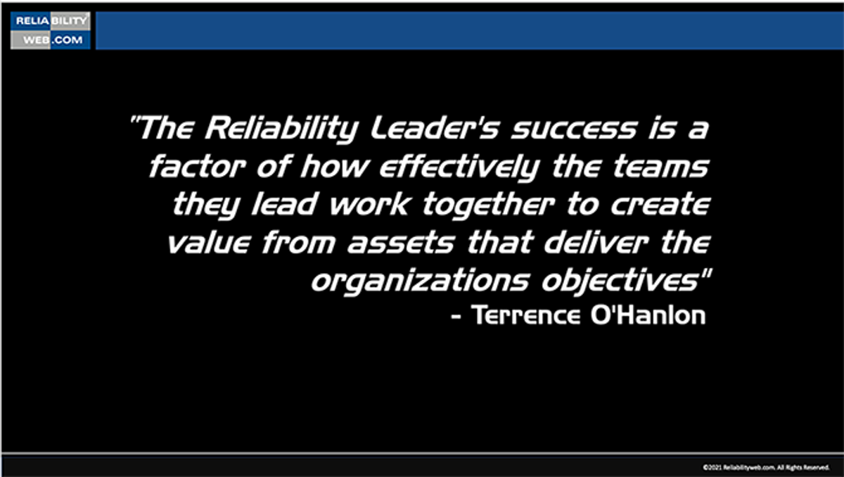 Reliability Leader's Success Factor