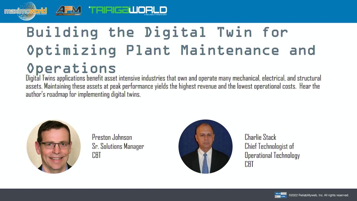 Building the Digital Twin for Optimizing Plant Maintenance and Operations